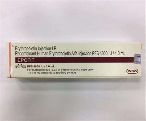 Epofit 4000 Recombinant Human Erythropoietin Alfa Injection PFS 4000