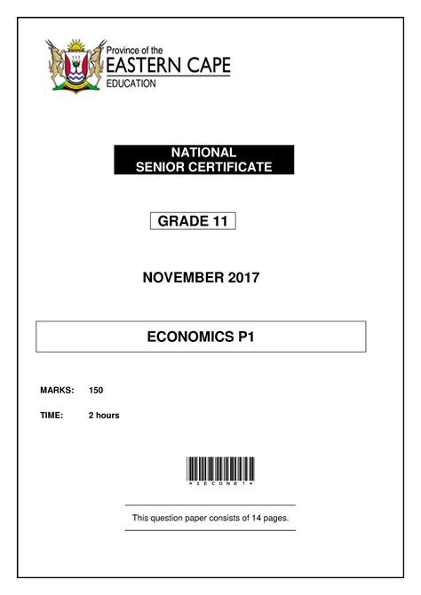 Economics P1 QP GR11 NOV 2017 ENG NATIONAL SENIOR CERTIFICATE GRADE