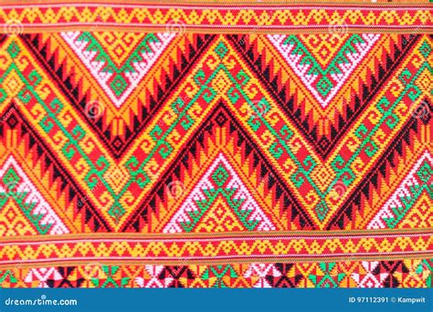 Colorful Of Native Thai Style Silk And Textiles Pattern Beautiful