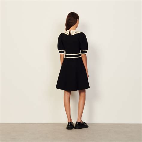 Knit Dress With Contrasting Collar Dresses Sandro Paris