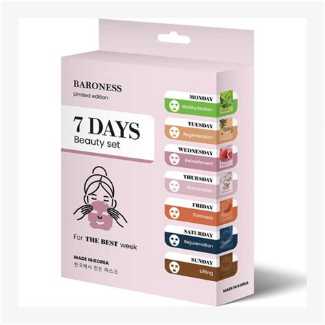 Baroness Zestaw masek w płachcie do twarzy 7 Days Beauty Mask Set 7 x