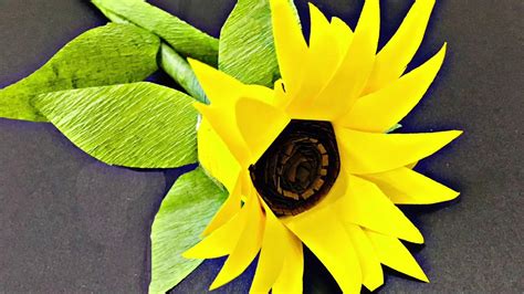 Sunflower Diy Handmade Crepe Paper Flower Beautiful Sunflower Diy Youtube