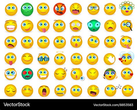 Mega Big Collection Set Of Emoji Face Emotion Vector Image