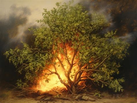 Premium AI Image | A painting of a tree burning with the word fire on it