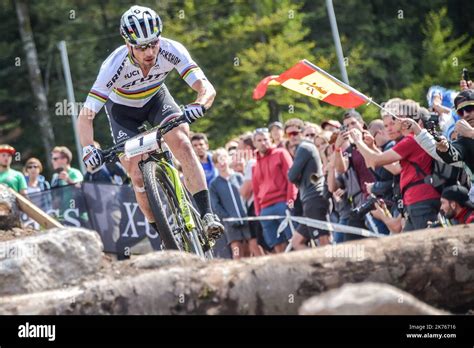 Nino Schurter During The Mountain Bike World Cup In France On