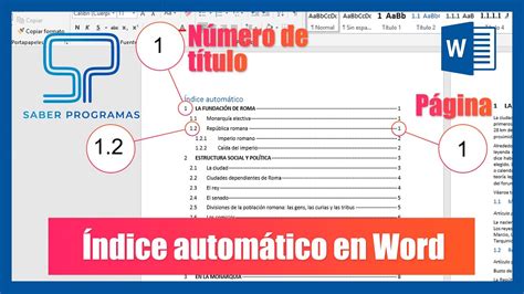 Crear Ndice Autom Tico En Word Con Numeraci N De T Tulos Y P Ginas