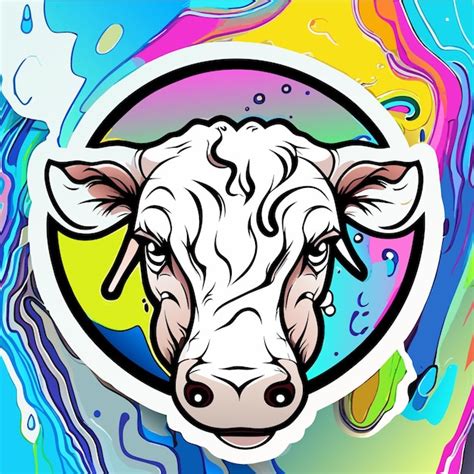 Retrato De Una Vaca En Estilo Pop Art Con Colores Voladores Expresi N