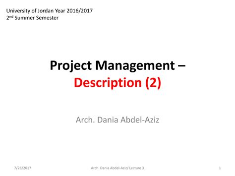 Lecture 3 Project Management Description 2 Ppt