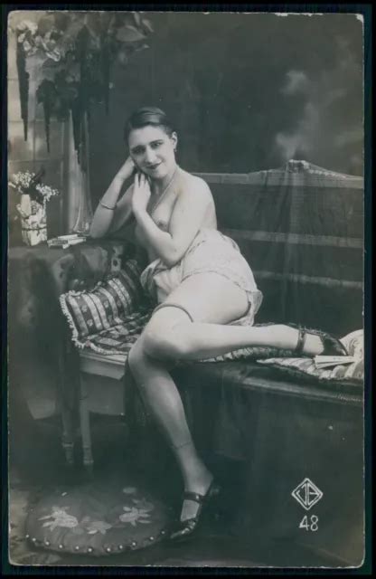 Early Biederer French Nude Woman Dressing Original Old S Photo