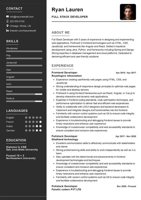 Resume Shoret Summary Full Stacfk Develoer Full Stack Developer Resume