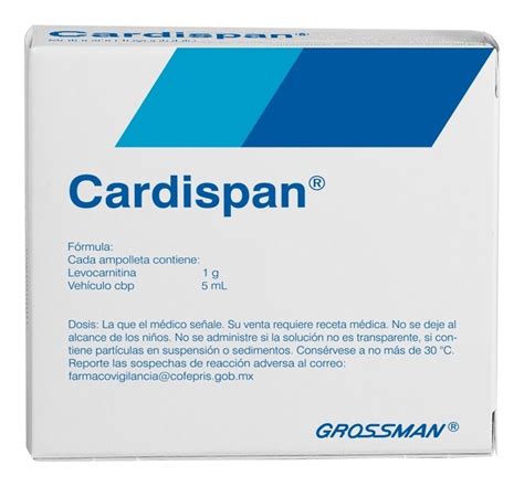 Cardispan Inyeccion Ampolleta 5ml Con 5 Levocarnitina Meses Sin Intereses