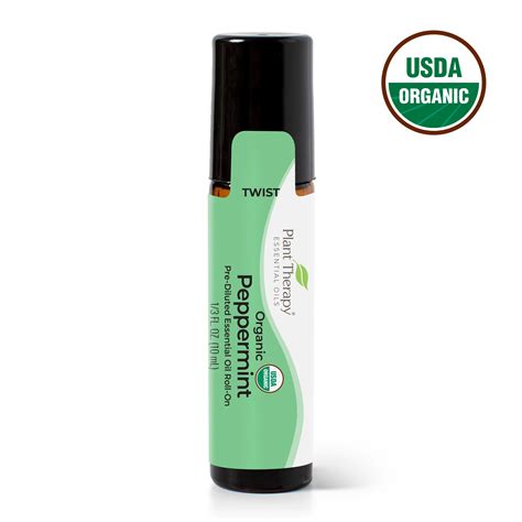 Organic Peppermint Essential Oil Pre Diluted Roll On Plant Therapy