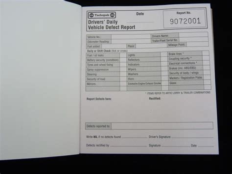 Tachopak 50 Page Defect Report Book Hgv Chartwise Uk