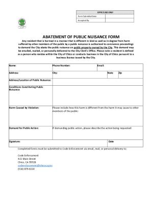 Fillable Online Abatement Of Public Nuisance Form Fax Email Print