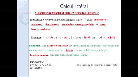 4eme Calcul Littéral Expression Littérale Youtube