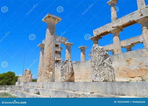 The Temple of Aphaia in Aegina, Greece on June 19, 2017. Editorial ...