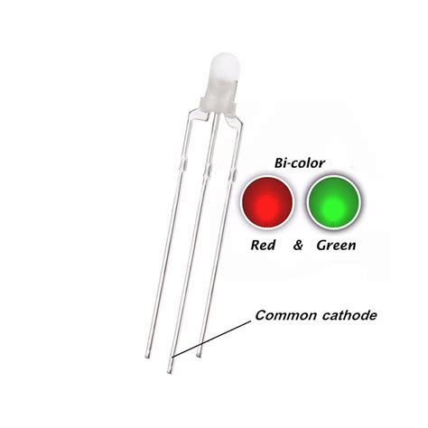 100PCS 3MM Diffused LED RED GREEN Double Color DIP Common Cathode LED