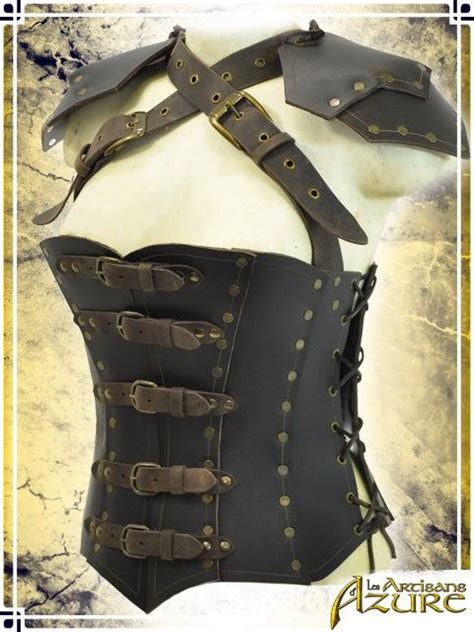 Armor Corset With Pauldrons Brown Pauldron Corset Leather Armor