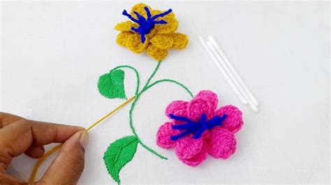 Most Beautiful 3d Flower With New Trick Hand Embroidery Flower