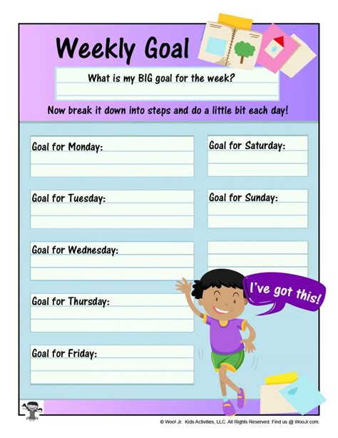 Goal Setting Worksheets For Kids Woo Jr Kids Activities