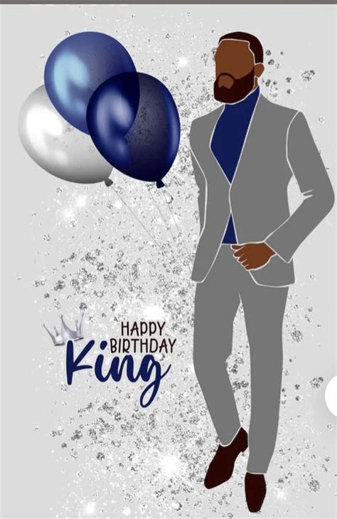 A Man In A Suit And Balloons With The Words Happy Birthday King