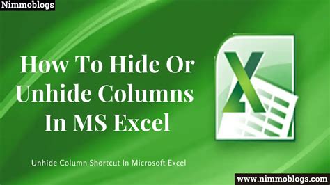 How To Hide Or Show Columns In Excel Shortcut Keys