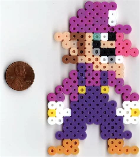 Wario Bead Sprite Perler Kappen Pixel Art Retro Nintendo Super Mario Bros Overalls Eur 657