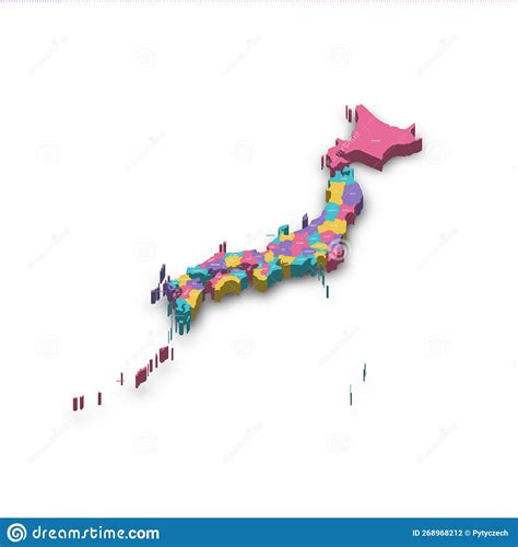 Japan Political Map Of Administrative Divisions Vector Illustration