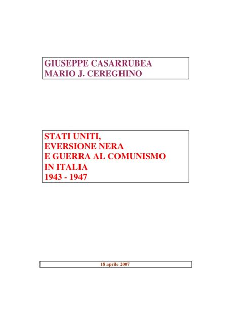 PDF Dossier Casarrubea E Cereghino Su Stati Uniti Eversione Nera E