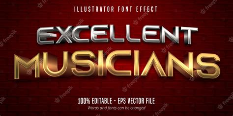 Premium Vector Excellent Musicians Text 3d Gold And Silver Metallic