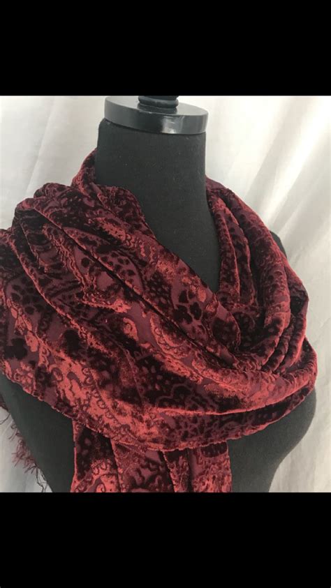 Pollyannedesigns Etsy Silk And Rayon Velvet Burnout Scarf With