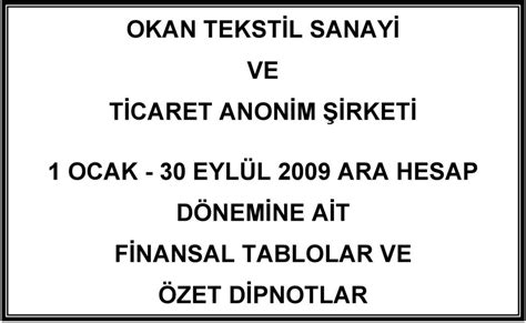 Okan Tekst L Sanay Ve T Caret Anon M Rket Ocak Eyl L