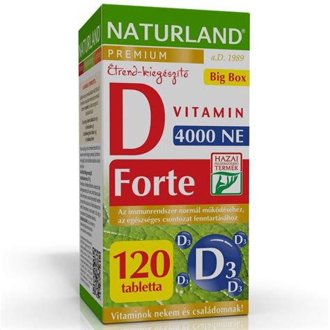 Naturland prémium d vitamin forte tabletta 120 db vitalshop hu