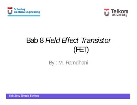 PDF Bab 8 Field Effect Transistor MOSFET Metal Oxide Semiconduktor