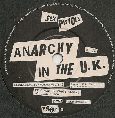 Anarchy In The Uk No Fun E M I By Sex Pistols Single Punk Rock