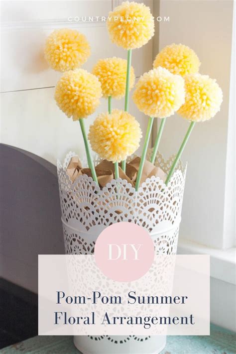 Diy Pom Pom Summer Floral Arrangement With Clover Country Peony Blog — Country Peony Diy Pom