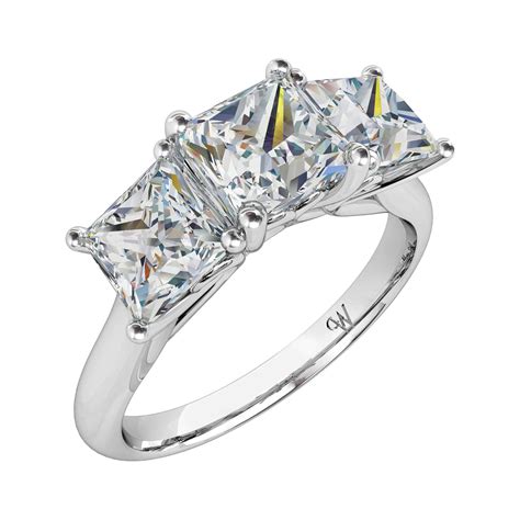 Princess Cut Diamond Three Stone Engagement Ring