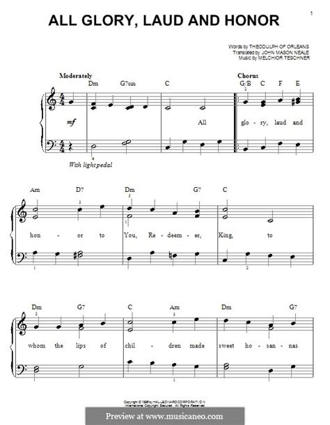 All Glory, Laud and Honor by M. Teschner - sheet music on MusicaNeo