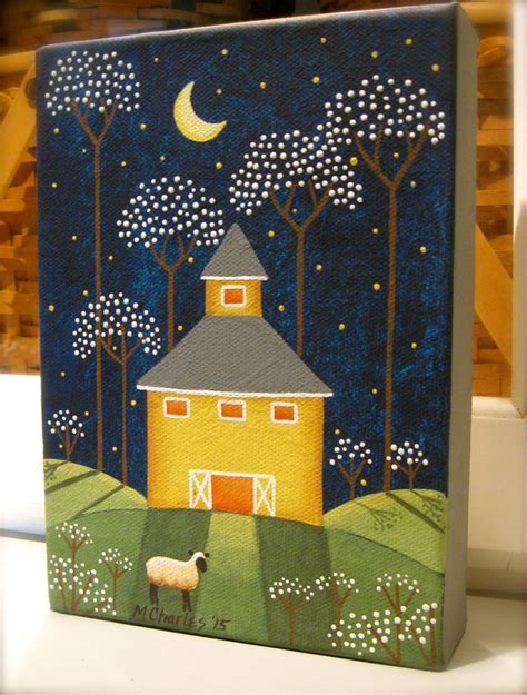 Blossom Barn Folk Art Painting By Mary Charles Americana Art