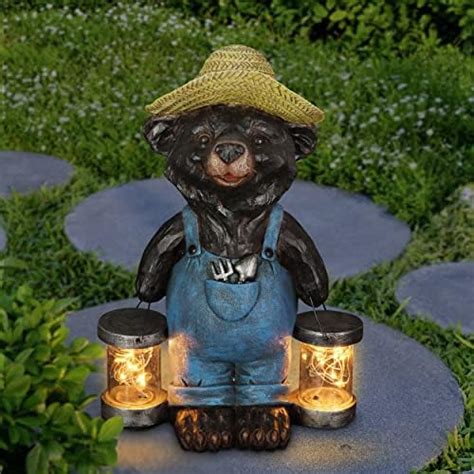 Exhart Garden Sculpture Farmhouse Black Bear Solar Garden