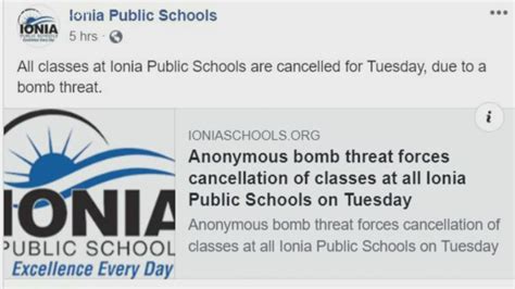 Bomb threat prompts Ionia Public Schools to close on Tuesday | wzzm13.com