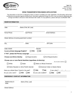 Fillable Online Rider Application Span And Meals On Wheels Fax Email