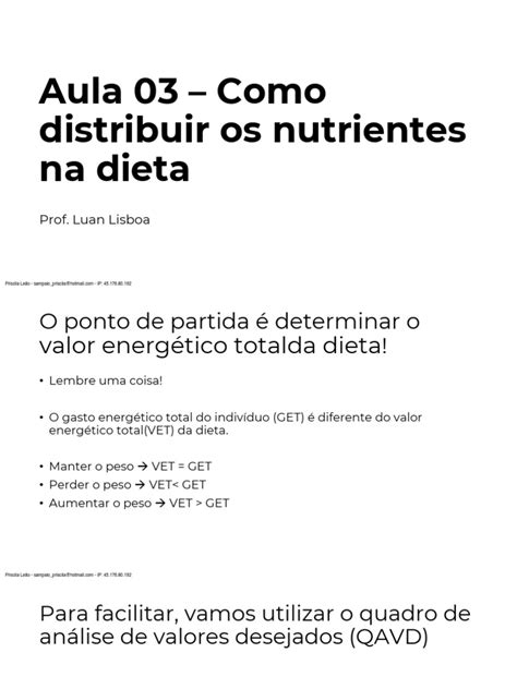 Aula 03 Como Distribuir Os Macronutrientes De Forma Simples E