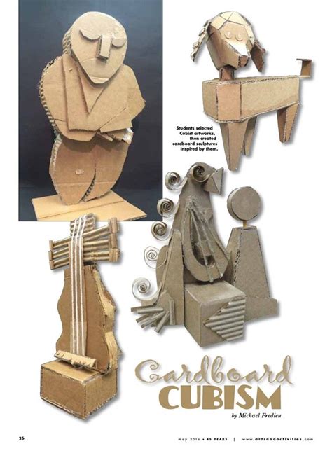 Students Selected Cubist Artworks Then Created Cardboard Sculpt