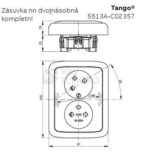 ABB Tango dvojzásuvka kouřová šedá 5513A C02357 S2 s clonkami K V