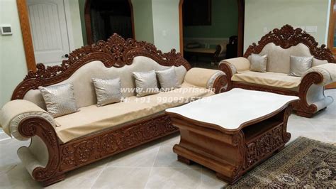 Traditional Indian Wooden Carved Sofa