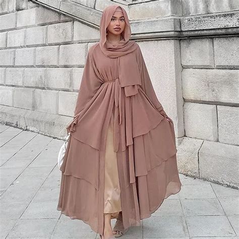 Kimono Abaya De Dub I Para Mujer Caft N De Ramad N Hijab Musulm N De