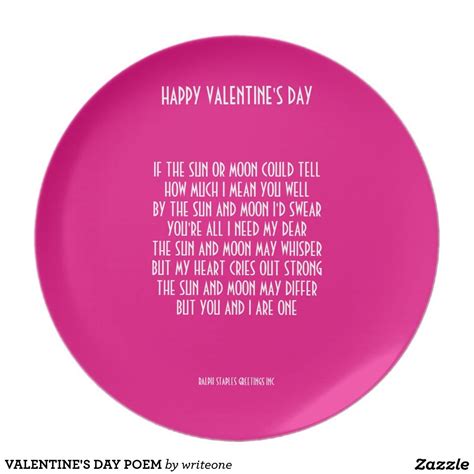 Valentines Day Poem Dinner Plate Valentines Day Poems Paper Plates