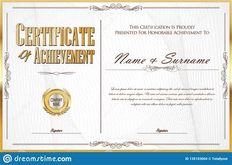 Elegant Certificate Or Diploma Retro Vintage Design Stock Vector