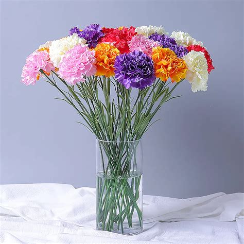 Flores Artificiales Para Decoracion Hogar 1PC DIY Fresh Artificial Flowers Carnation Silk Fake ...